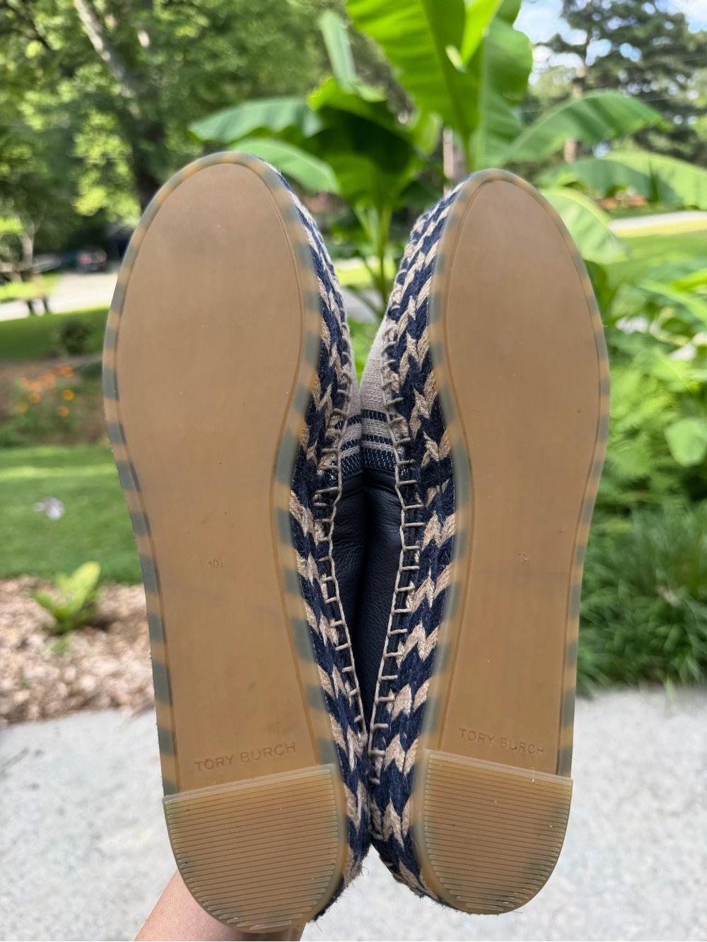 NWOT Tory Burch Logo Navy & Canvas-Leather Platform Espadrilles - Size 10.5 - Picture 12 of 12